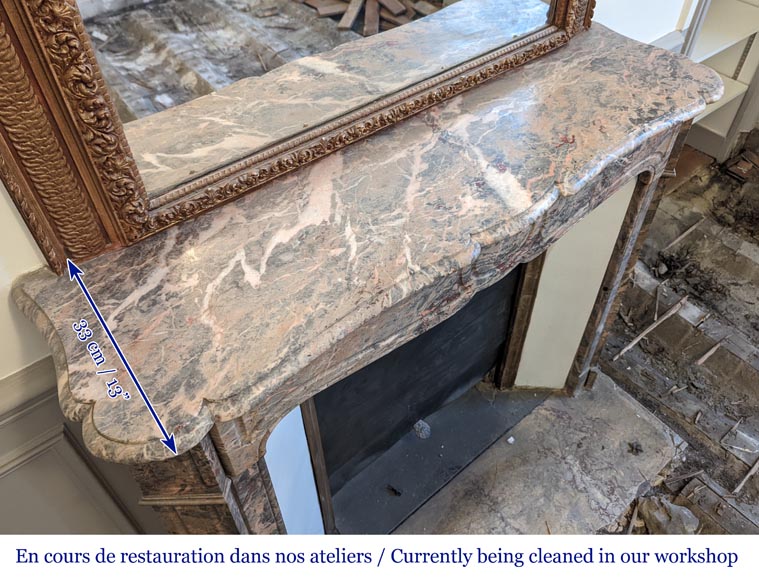 Louis XV style Pompadour mantel in Enjugerais marble Louis XV style Pompadour mantel in Enjugerais marble-8