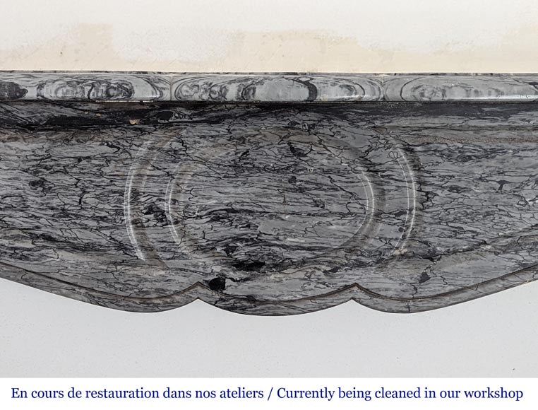 Antique Louis XV style Pompadour mantel in Bleu Fleuri marble Antique Louis XV style Pompadour mantel in Bleu Fleuri marble-1