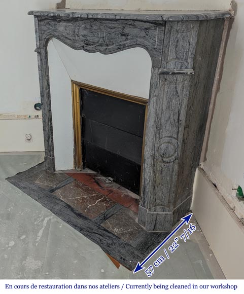 Antique Louis XV style Pompadour mantel in Bleu Fleuri marble Antique Louis XV style Pompadour mantel in Bleu Fleuri marble-5