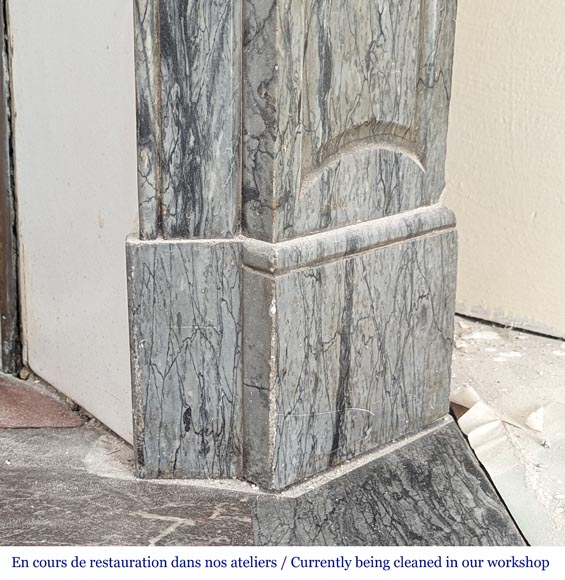 Antique Louis XV style Pompadour mantel in Bleu Fleuri marble Antique Louis XV style Pompadour mantel in Bleu Fleuri marble-7