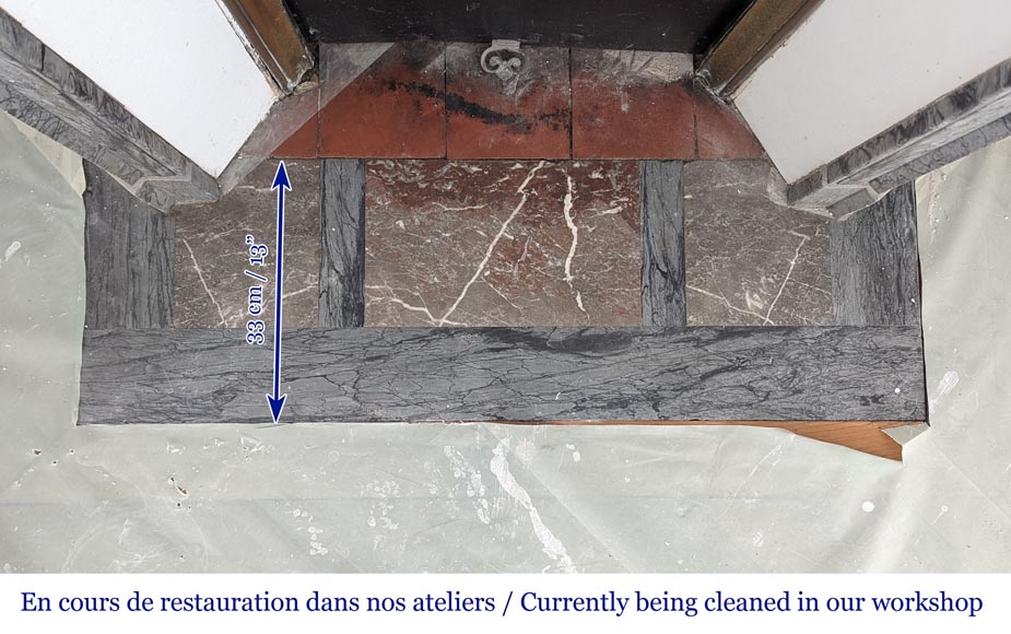 Antique Louis XV style Pompadour mantel in Bleu Fleuri marble Antique Louis XV style Pompadour mantel in Bleu Fleuri marble-8