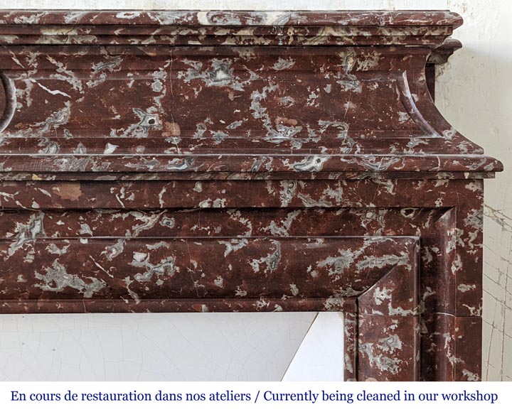 Louis XIV style mantel in Red of the North marble Louis XIV style mantel in Red of the North marble-3