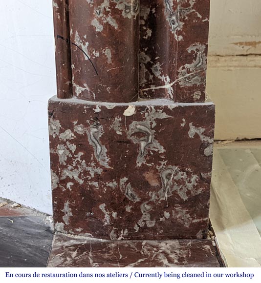 Louis XIV style mantel in Red of the North marble Louis XIV style mantel in Red of the North marble-7