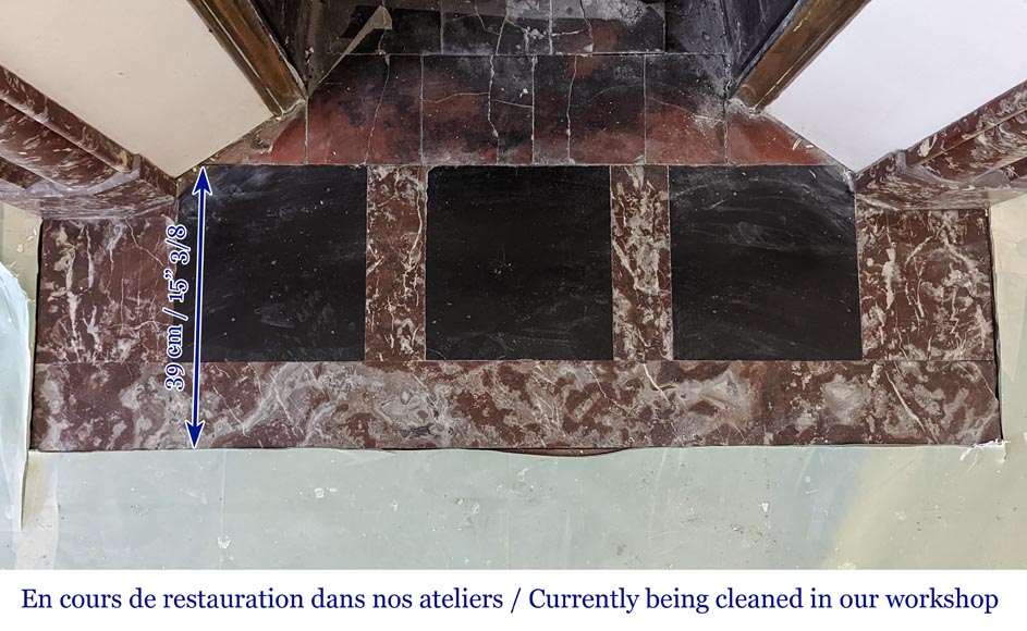 Louis XIV style mantel in Red of the North marble Louis XIV style mantel in Red of the North marble-8