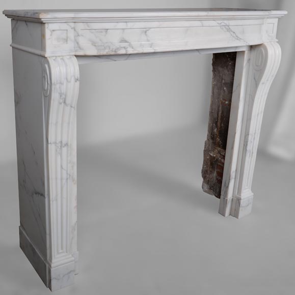 Louis XVI style mantel in semi-statuary marble with curved entablature Louis XVI style mantel in semi-statuary marble with curved entablature-2