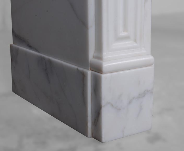 Louis XVI style mantel in semi-statuary marble with curved entablature Louis XVI style mantel in semi-statuary marble with curved entablature-5