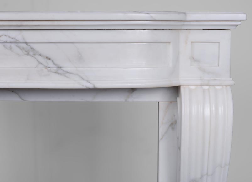 Louis XVI style mantel in semi-statuary marble with curved entablature Louis XVI style mantel in semi-statuary marble with curved entablature-7