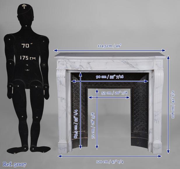 Louis XVI style mantel in semi-statuary marble with curved entablature Louis XVI style mantel in semi-statuary marble with curved entablature-10