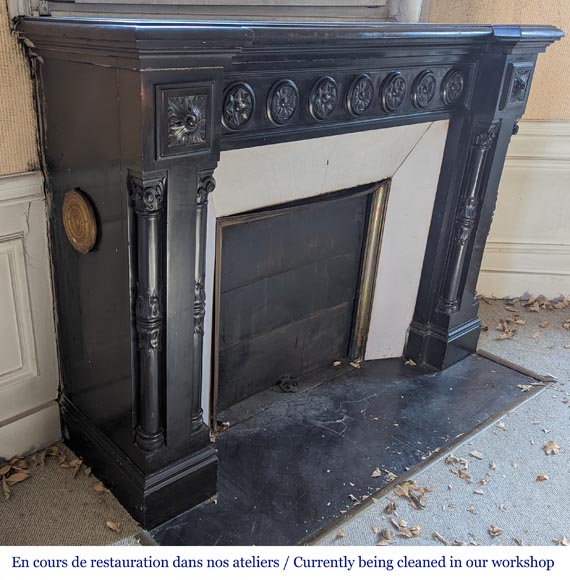 Napoleon III mantel in Black Belgium marble with columns Napoleon III mantel in Black Belgium marble with columns-3