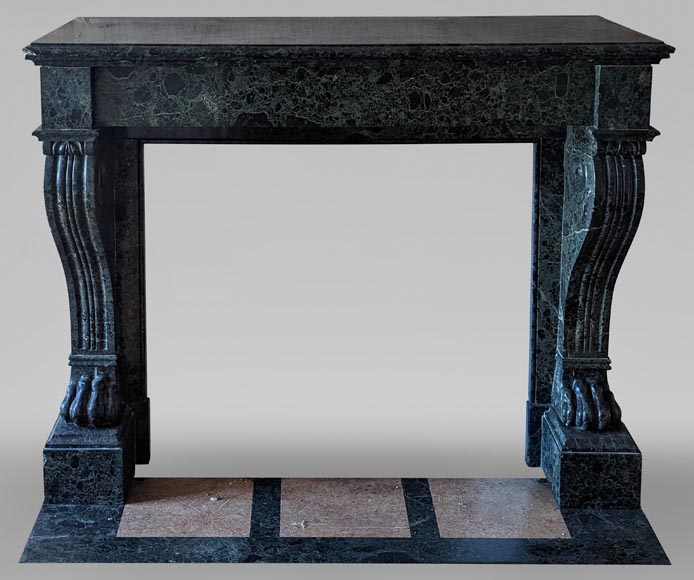 Napoleon III style mantel with lion paws in vert de mer marble Napoleon III style mantel with lion paws in vert de mer marble-0