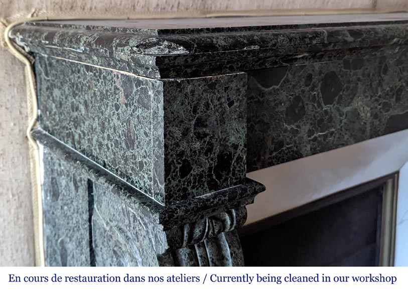 Napoleon III style mantel with lion paws in vert de mer marble Napoleon III style mantel with lion paws in vert de mer marble-3