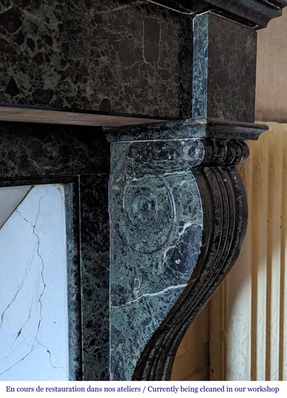 Napoleon III style mantel with lion paws in vert de mer marble Napoleon III style mantel with lion paws in vert de mer marble-4