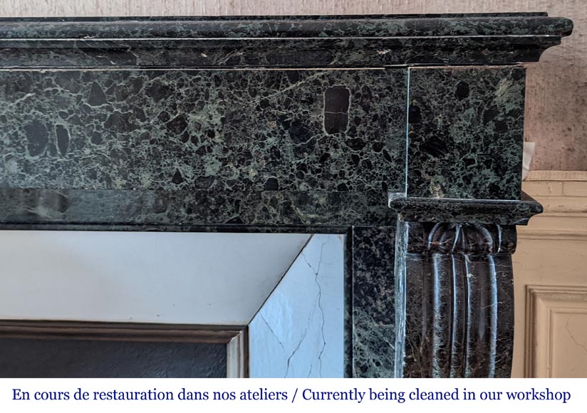 Napoleon III style mantel with lion paws in vert de mer marble Napoleon III style mantel with lion paws in vert de mer marble-7