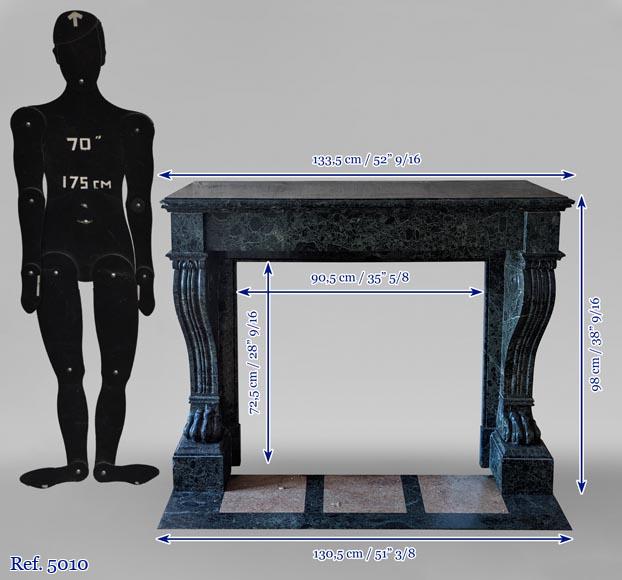 Napoleon III style mantel with lion paws in vert de mer marble Napoleon III style mantel with lion paws in vert de mer marble-11