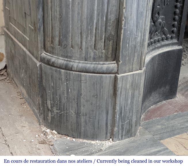 Louis XVI style mantel with rounded corners in light Turquin Louis XVI style mantel with rounded corners in light Turquin-4