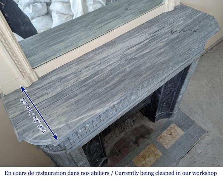 Louis XVI style mantel with rounded corners in light Turquin Louis XVI style mantel with rounded corners in light Turquin-9