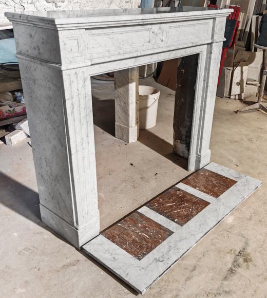 Louis XVI style Carrara marble fireplace with molded decoration Louis XVI style Carrara marble fireplace with molded decoration-2