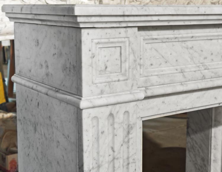 Louis XVI style Carrara marble fireplace with molded decoration Louis XVI style Carrara marble fireplace with molded decoration-3