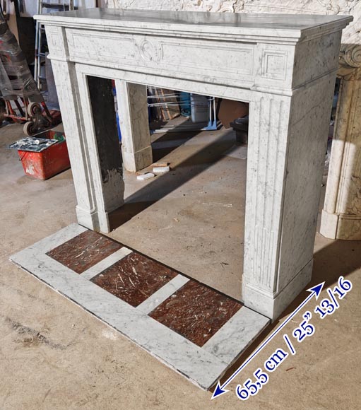 Louis XVI style Carrara marble fireplace with molded decoration Louis XVI style Carrara marble fireplace with molded decoration-5