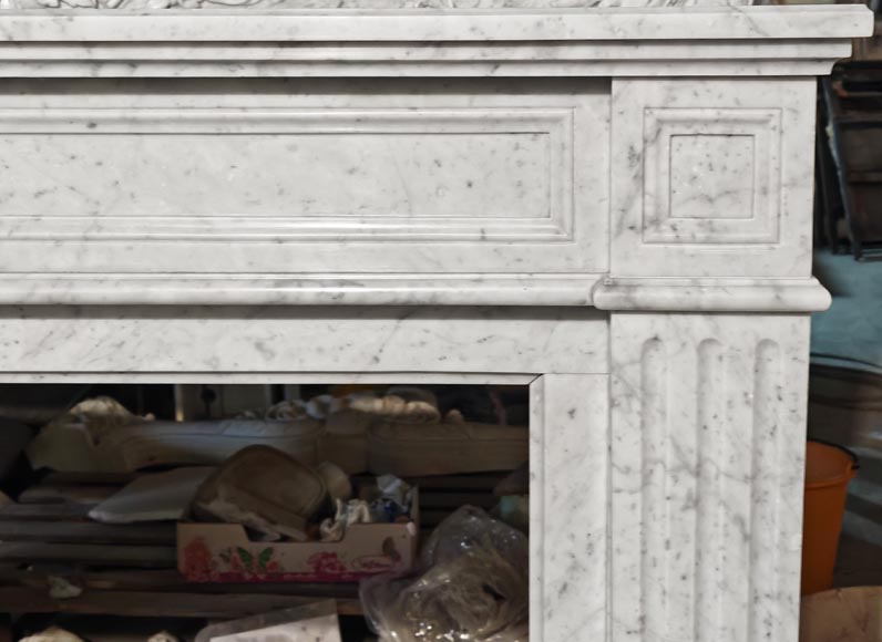 Louis XVI style Carrara marble fireplace with molded decoration Louis XVI style Carrara marble fireplace with molded decoration-6