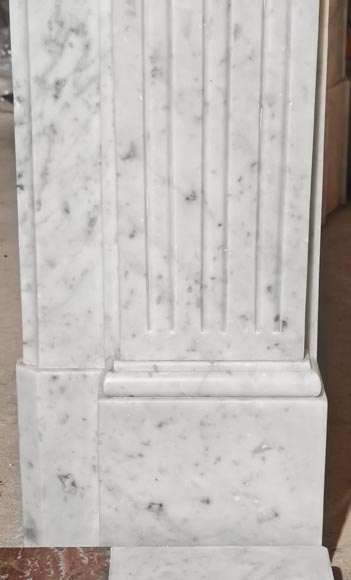 Louis XVI style Carrara marble fireplace with molded decoration Louis XVI style Carrara marble fireplace with molded decoration-7