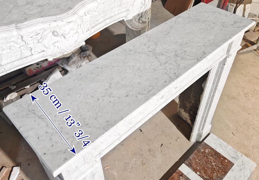 Louis XVI style Carrara marble fireplace with molded decoration Louis XVI style Carrara marble fireplace with molded decoration-9