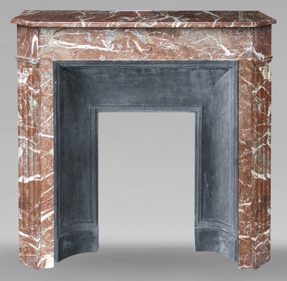 Louis XVI style mantel carved in red marble Louis XVI style mantel carved in red marble-0