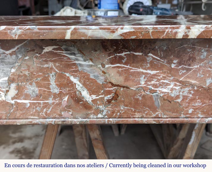 Louis XVI style mantel carved in red marble Louis XVI style mantel carved in red marble-1