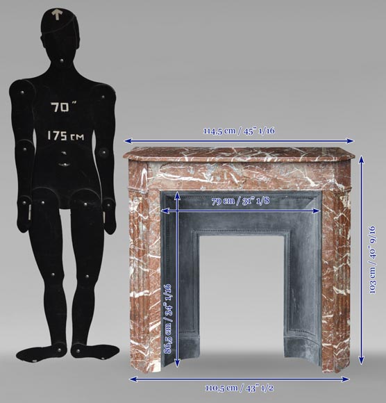 Louis XVI style mantel carved in red marble Louis XVI style mantel carved in red marble-9