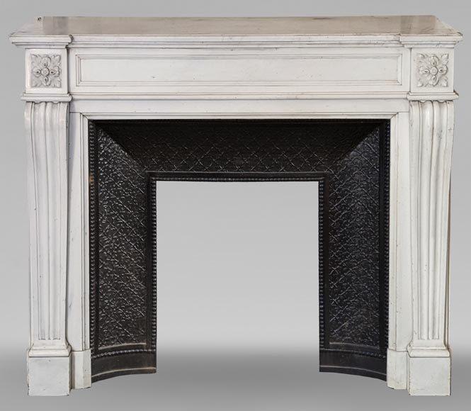 Louis XVI style mantel with moldings and curved console legs Louis XVI style mantel with moldings and curved console legs-0