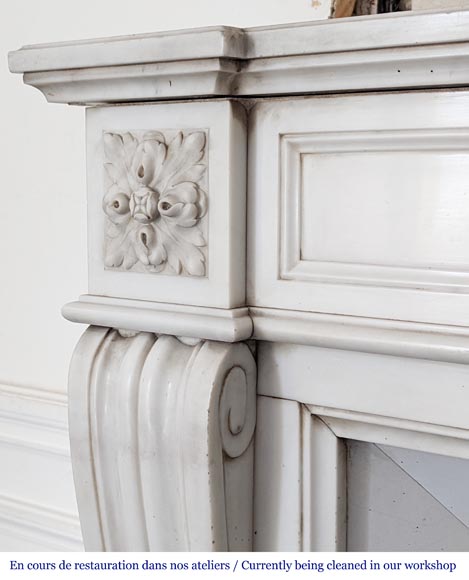 Louis XVI style mantel with moldings and curved console legs Louis XVI style mantel with moldings and curved console legs-3