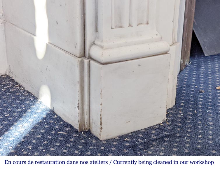 Louis XVI style mantel with moldings and curved console legs Louis XVI style mantel with moldings and curved console legs-5