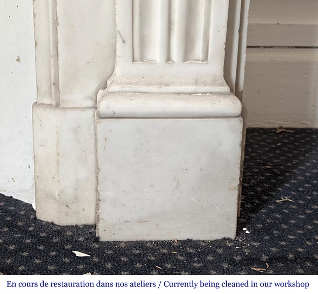 Louis XVI style mantel with moldings and curved console legs Louis XVI style mantel with moldings and curved console legs-8