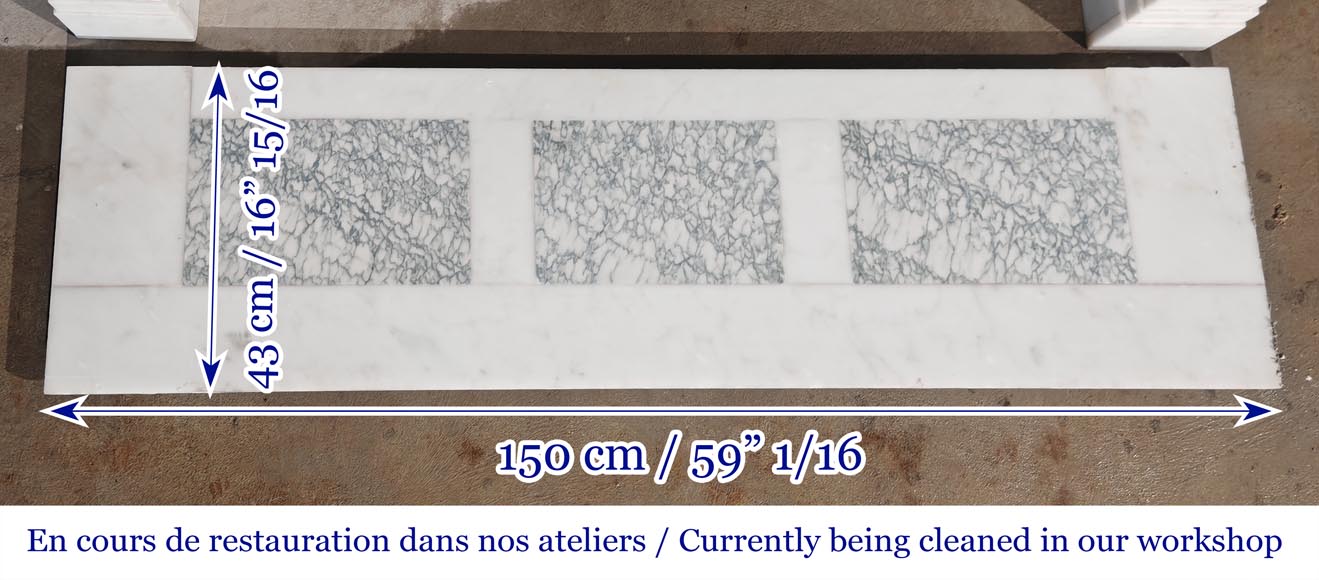 Louis XVI style fireplace in Carrara marble, with detached columns Louis XVI style fireplace in Carrara marble, with detached columns-9