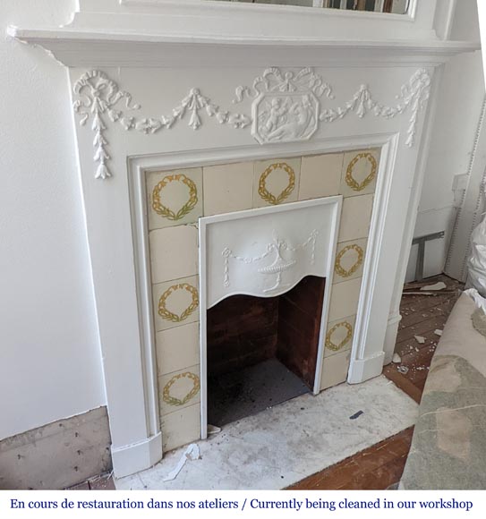 Louis XVI style wood mantel decorated with a mythological scene Louis XVI style wood mantel decorated with a mythological scene-7