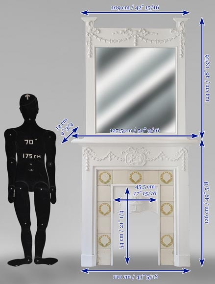 Louis XVI style wood mantel decorated with a mythological scene Louis XVI style wood mantel decorated with a mythological scene-12