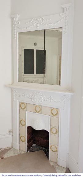 Louis XVI style wood mantel decorated with a mythological scene Louis XVI style wood mantel decorated with a mythological scene-5