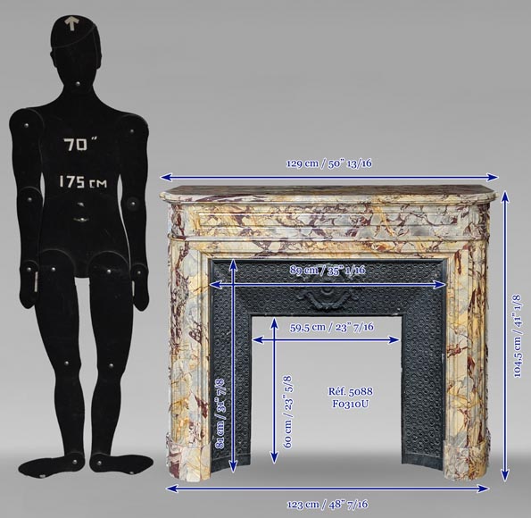 Louis XVI style mantel in Sarrancolin marble Louis XVI style mantel in Sarrancolin marble-9
