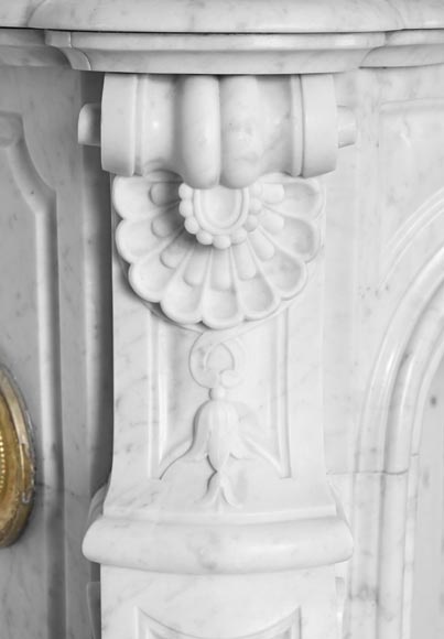 Louis XV style Carrara marble fireplace with floral decoration Louis XV style Carrara marble fireplace with floral decoration-5