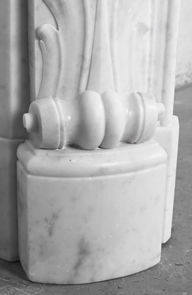 Louis XV style Carrara marble fireplace with floral decoration Louis XV style Carrara marble fireplace with floral decoration-6