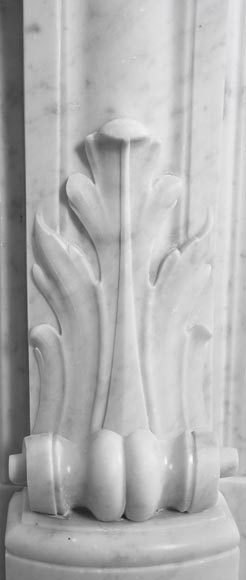 Louis XV style Carrara marble fireplace with floral decoration Louis XV style Carrara marble fireplace with floral decoration-7