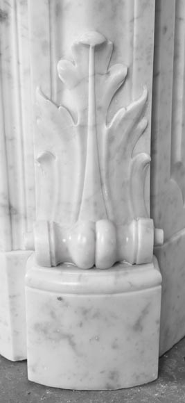 Louis XV style Carrara marble fireplace with floral decoration Louis XV style Carrara marble fireplace with floral decoration-9