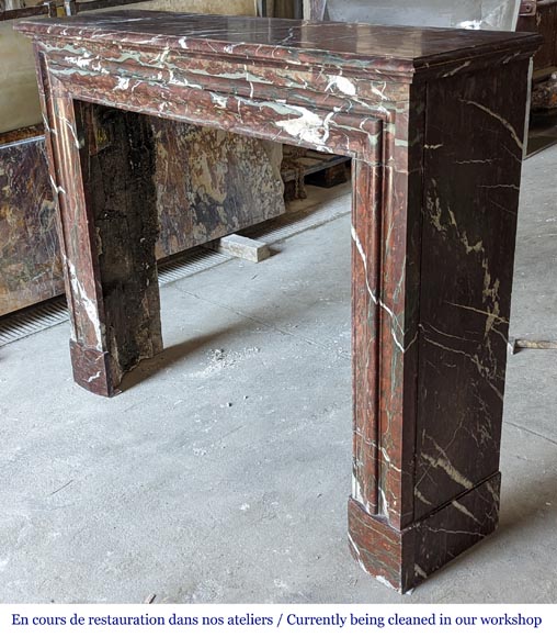 Louis XIV style mantel in Griotte marble Louis XIV style mantel in Griotte marble-5