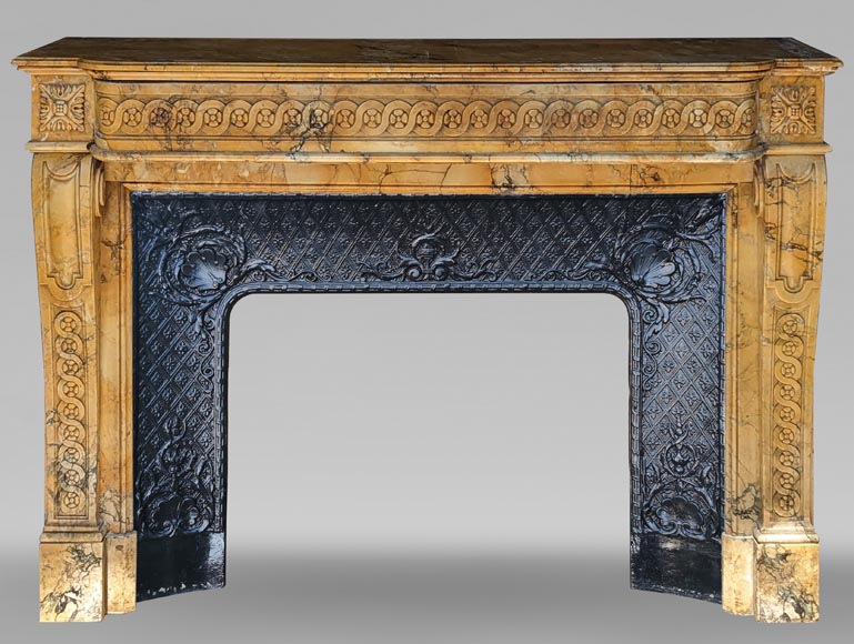 Louis XVI style mantel adorned with interlacing flowers in Sienna Brocatelle. Louis XVI style mantel adorned with interlacing flowers in Sienna Brocatelle.-0