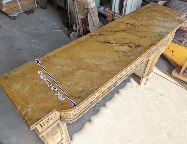 Louis XVI style mantel adorned with interlacing flowers in Sienna Brocatelle. Louis XVI style mantel adorned with interlacing flowers in Sienna Brocatelle.-9