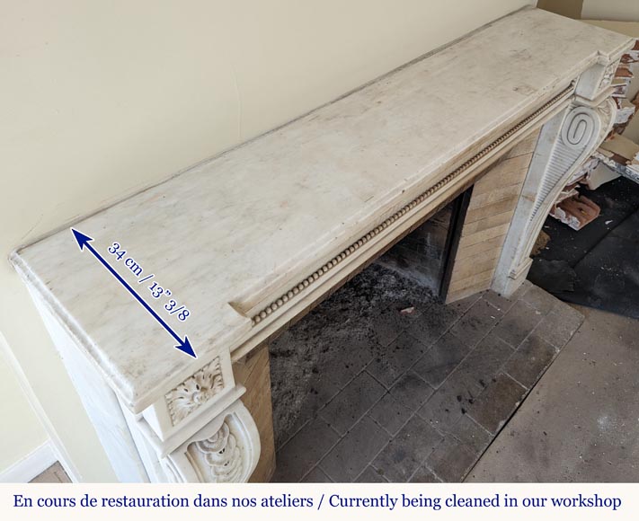 Louis XVI periode mantel in statuary marble adorned with a string of pearls Louis XVI periode mantel in statuary marble adorned with a string of pearls-13