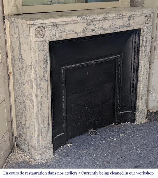 Louis XVI style molded Arabescato marble mantel Louis XVI style molded Arabescato marble mantel-2