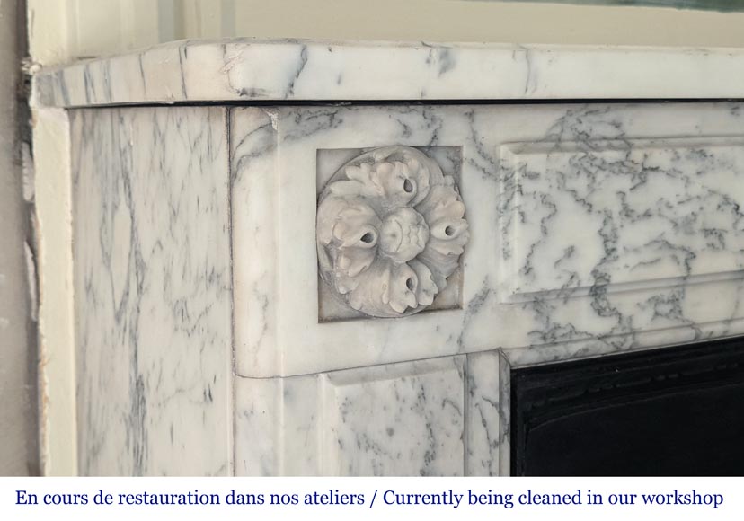 Louis XVI style molded Arabescato marble mantel Louis XVI style molded Arabescato marble mantel-3