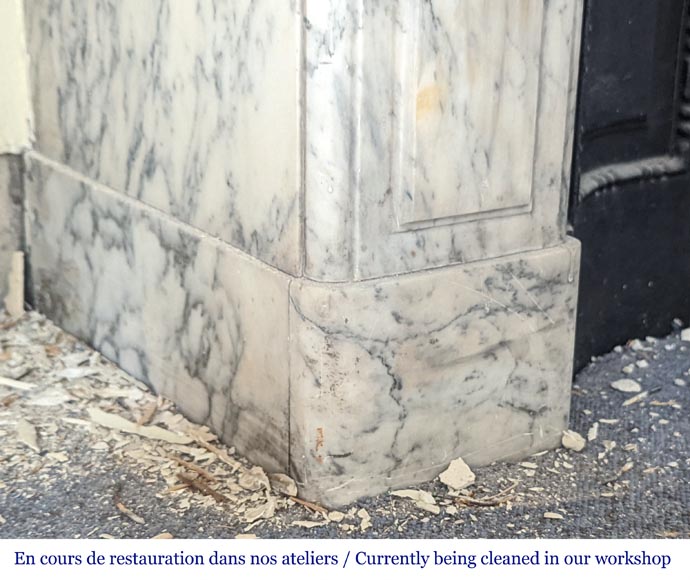 Louis XVI style molded Arabescato marble mantel Louis XVI style molded Arabescato marble mantel-4