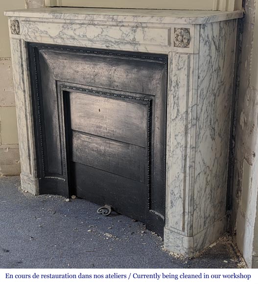 Louis XVI style molded Arabescato marble mantel Louis XVI style molded Arabescato marble mantel-5